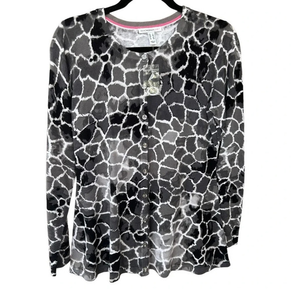 NWT Isaac Mizrahi LIVE Women's Giraffe Cardigan Sweater Size Small - Picture 2 of 8
